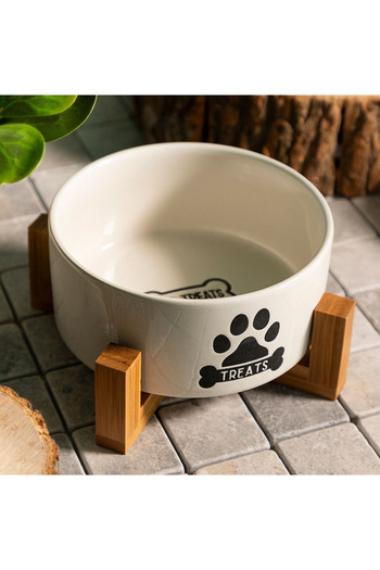 Other Bowl | TREATS | for dogs M with bamboo base | 16x10 cm | 884370