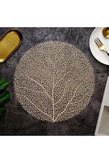 Bukela Set of 6 Heat-Resistant PVC Placemats, Hollow Leaf Design