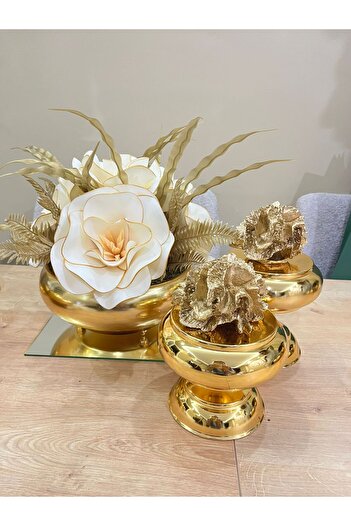 essacraft ARANJAMENT DE VAZĂ GOLD UFO ȘI SET DE CORALI DE 2 PIESE - DECORATIV