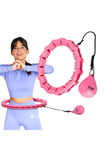 Other SET HULA HOOP OHA02 PINK WITH WEIGHT ONE FITNESS + WAIST SUPPORT BR160