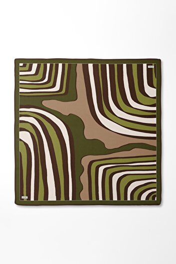 Levidor Khaki Thick Striped Twill Silk Scarf