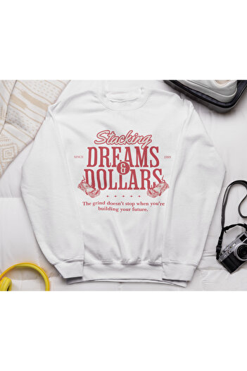 MAGORS Dreams Dollars Printed Cotton Long Sleeve Ribbed 3-Ply Circular Neck Sweatshirt