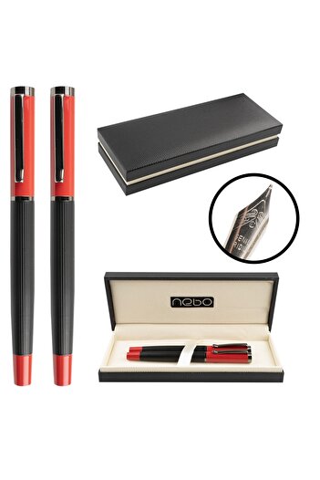 NEBO Set pix + stilou rosu, etui negru -