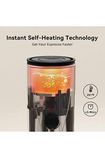 cera Portable Espresso Maker, Self-Heating Electric Mini Coffee Machine, Up to 20-Bar Pressure, Compatibl