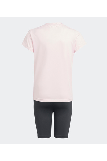 adidas Junior Train Essentials T-Shirts And Shorts Set - Pink & Black