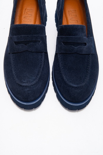 LuviShoes VIONEL тъмносини мокасини от естествена кожа за жени