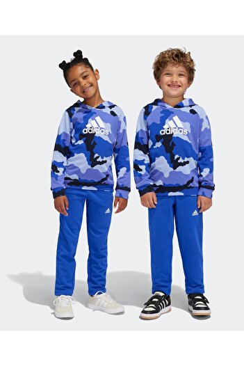 adidas Essentials Allover Printed Hoddie & Pants Set - Blue