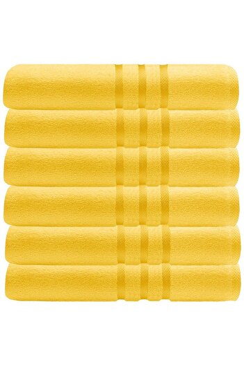 Quasar & Co. Set of 6 bath towels, 100% cotton, 450 g/m2, 70 x 140 cm, yellow