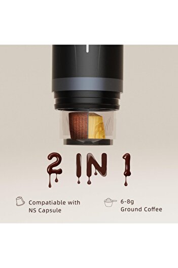 cera Portable Espresso Maker, Self-Heating Electric Mini Coffee Machine, Up to 20-Bar Pressure, Compatibl