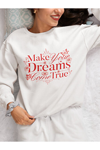 MAGORS Make Your Dreams Come True Printed Cotton Long Sleeve Ribbed 3-Ply Circular Neck Sweatshirt