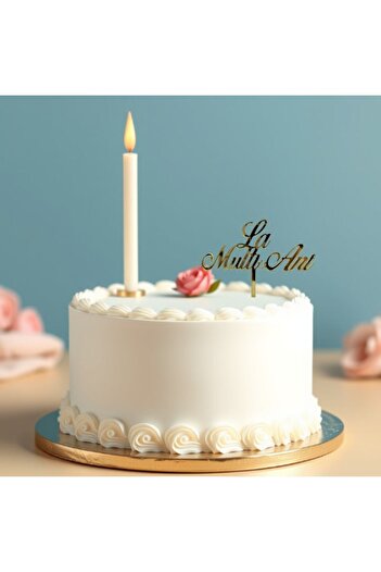 OEM Happy Birthday cake topper, Promotional Print, LMA01, gold acrylic mirror, 12x5 cm