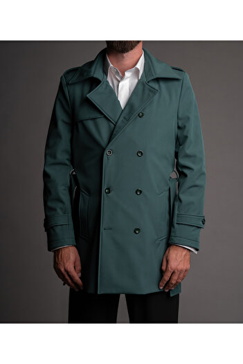 Couture For Gentlemen Imperial green waterproof trench coat