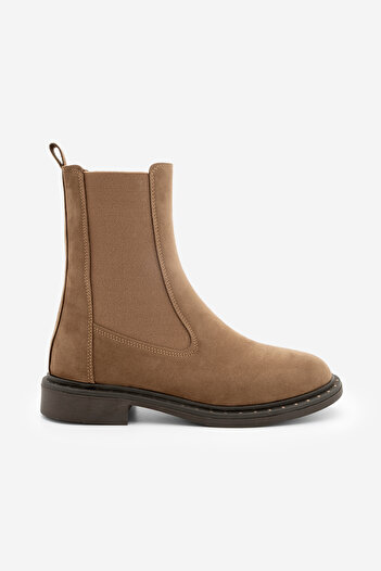 Marjin Women's Troklu Double Elastic Daily Boots Yuvin Tan Suede