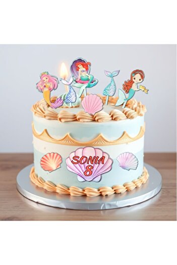 OEM Set 9 cake toppers for Ariel and other mermaids - wood/MDF, UV print