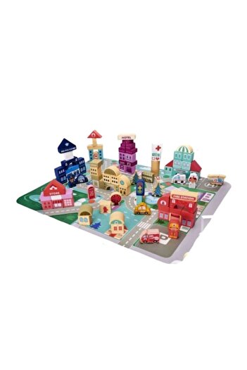 Ikonka City Life Wooden Construction Set 100 Elements