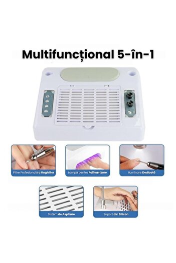 AVYRA Professional Electric Nail File 5 In 1, 30000 RPM, Nail Dust Vacuum Cleaner 96W Power, UV Lamp