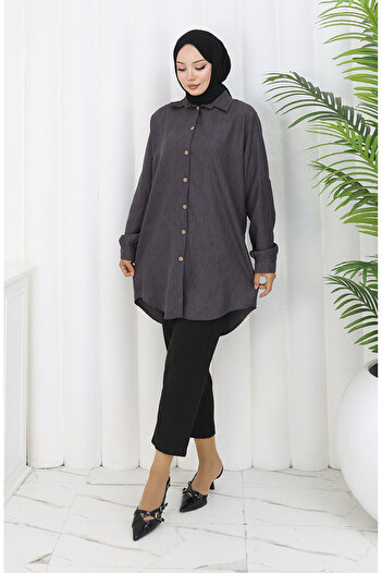 sefamerve Buttoned Tunic 0147-07 Anthracite