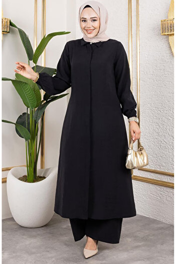 sefamerve Long Tunic Modal Suit 0330-01 Black