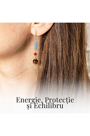 craftmystic Lapis Lazuli, Red Agate and Tiger Eye Earrings - Energy and Protection