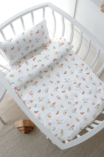 Tuğba Kuğu Park Crib Bedding Set (80X120) - Pureline Series - Soft Bloom