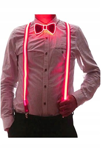 Other LED HARNESS AND BOW TIE SET Glowing SET for NEW YEAR'S EVE PARTY WEDDING Red