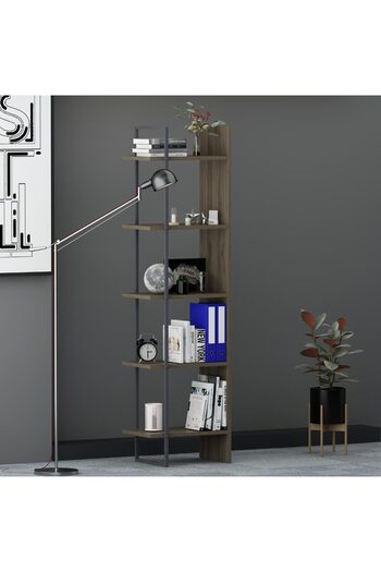 Quasar & Co. Corner shelf, living room/bedroom furniture, 45 x 30 x 171 cm, MDF, dark walnut