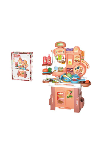 TSUMAB Kids Kitchen Counter Playset – 46-Piece Cooking and Food Toy Set
