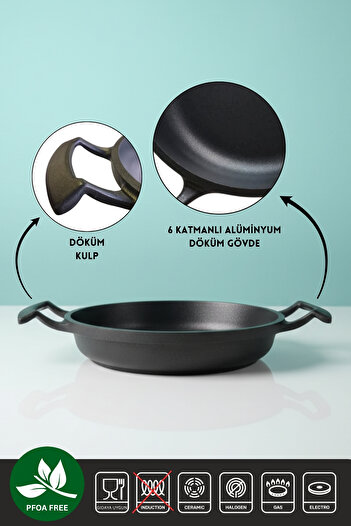 ELDİPA 18 cm Deep Frying Pan 6-Layer Aluminum Non-Stick | Premium Series, Stylish and Durable Design