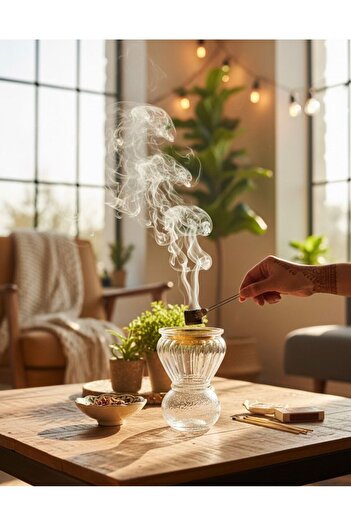 Generic Transparent glass incense burner with a modern design
