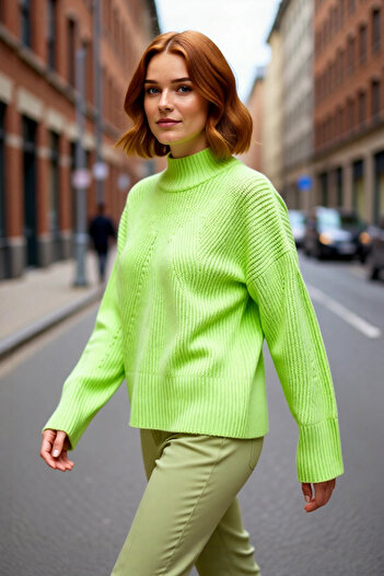 PayBuy Pulover de damă, gri, oversize, cu guler înalt, din acril, țesut din Sizilie, cu mânecă lungă, tricot de bază, de calitate, elegant