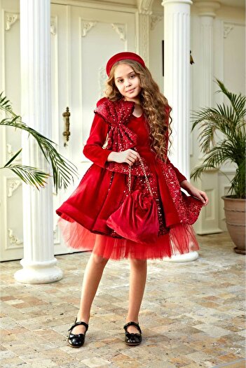 Miss Lorin Kids Girl's Velvet Payet Design Dress
