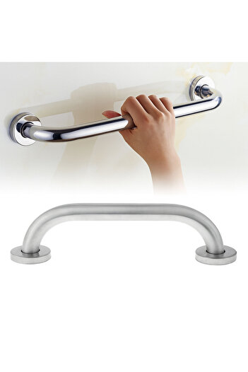 Badem10 Banyo Tutunma Barı 43 cm Paslanmaz Çelik Vidalı Duvar Tipi Destek Barı Engelli Güvenlik Tutacağı