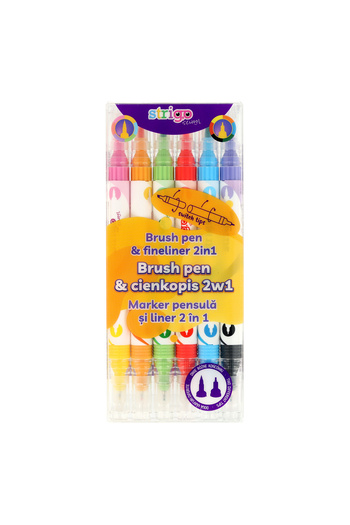 Strigo 2 in 1 highlighter, brush and liner, 6 pcs/set, 12 colors SSC441