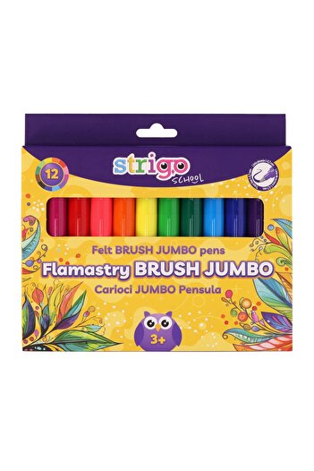Strigo Jumbo brush markers, 12 water-based colors, 1-5.7mm SSC348