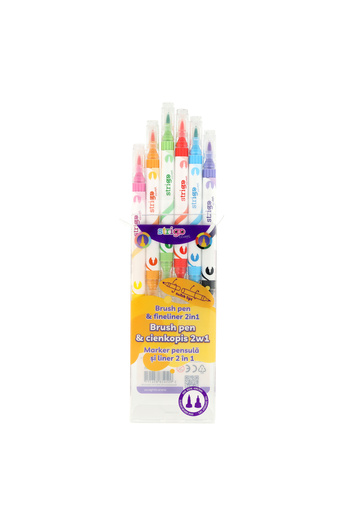 Strigo 2 in 1 highlighter, brush and liner, 6 pcs/set, 12 colors SSC441