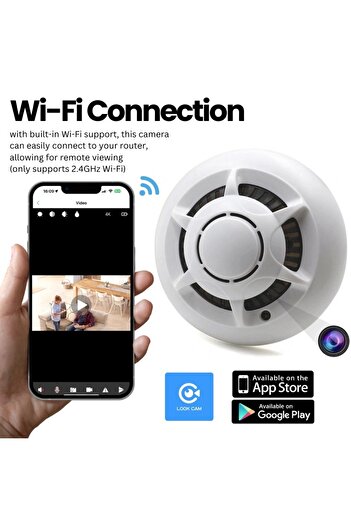iUni Spy Camera Smoke Detector D103, 16GB, Wi-Fi, 4K Viewing