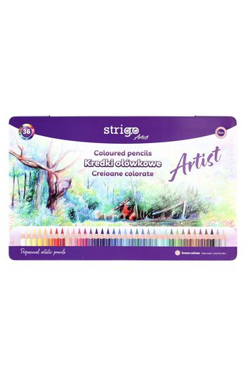 Strigo Colored pencils, Artist series, 36 colors, metal box, cedar wood SSC358