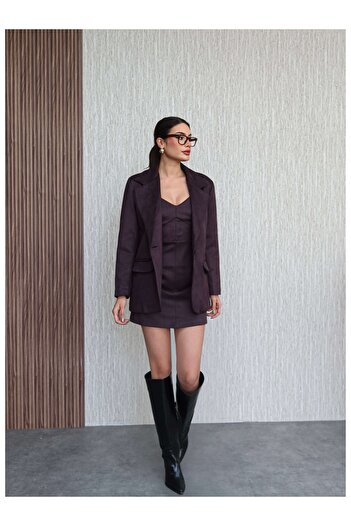 ESRAHELVACI Suede Bustier Jacket Set