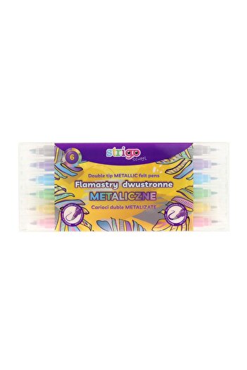 Strigo Double markers, round tip and brush tip, 6 metallic colors SSC415