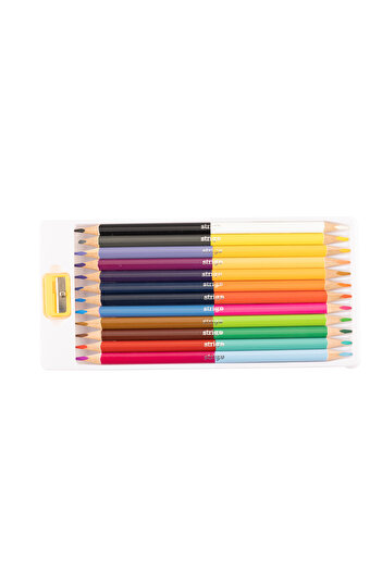 Strigo Double colored pencils, 12 pieces, 24 colors, triangular, with sharpener SSC116