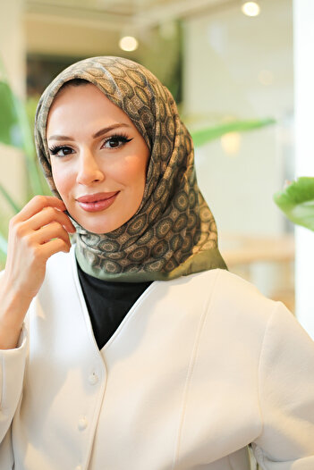 efdal şal eşarp Mosaic Pattern Imported Cotton Scarf