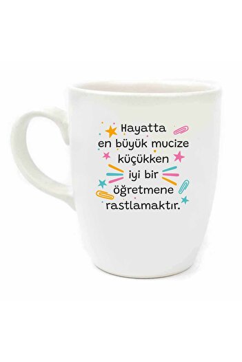 PALTO TASARIM The Greatest Miracle in Life Is Meeting a Good Teacher When You'Re Little Cream Oval Mug - Gift Mug Finc
