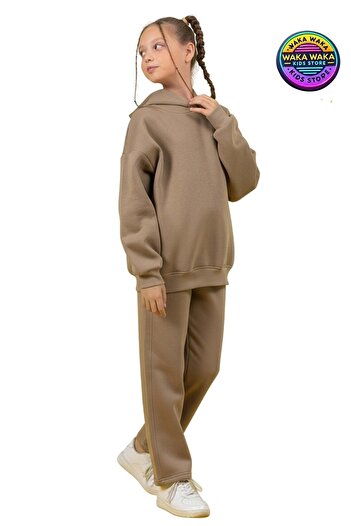 ww waka waka kids store Детски спортен екип за момичета с качулка и панталони с широка кройка