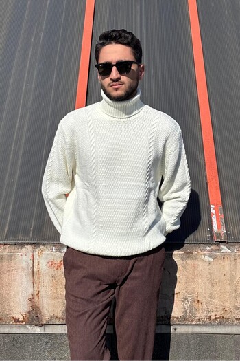 inpool Men'S, Full Turtleneck, Wool, Old Money Culture, Sweater Pltk16