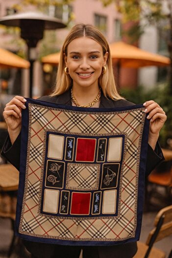 MARBERRY Flr40 Patterned Women's Scarf 70X70 cm
