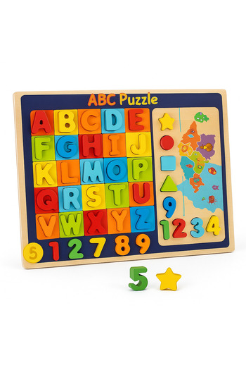 TSUMAB Wooden Alphabet and Number Puzzle Board for Kids