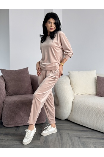 RAMONA BADESCU EXCLUSIVE Women's velvet velour tracksuit - loose blouse and tapered pants