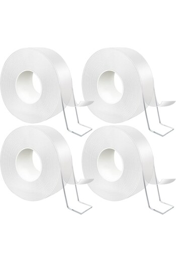 Aurov Set of 4 x Aurov® double-sided adhesive tape, 5m x 3cm x 2mm, strong with Nano Technology, Transparent, Sil
