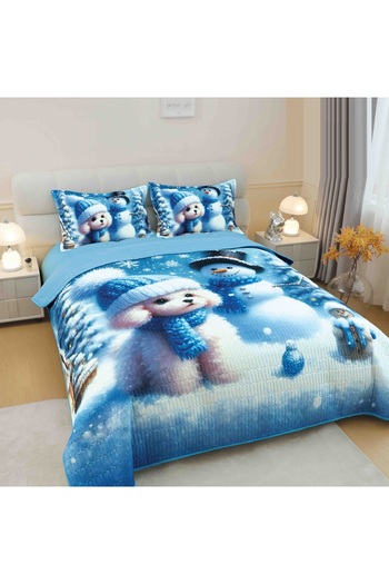 CHIRASO CHIRASO Duvet Cover Set, 220x240cm, 3D Christmas Theme, Double Bed, 2 Pillowcases, Puppy