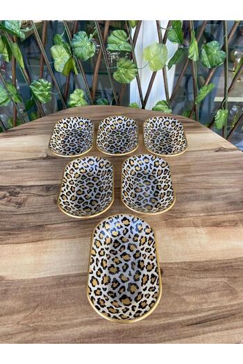 GÜRCÜGLASS Leopard Model 6-Piece Glass Breakfast Presentation Snack Bowl Set